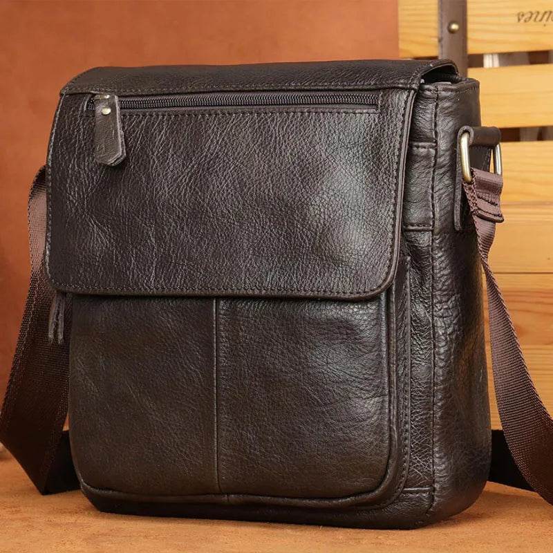 Genuine Leather Men's Shoulder Bag – High Quality Cowhide Crossbody - VacationGrabs