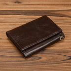 Trifold Leather Short Wallet for Men RFID Purse Multi-Function Wallet - VacationGrabs