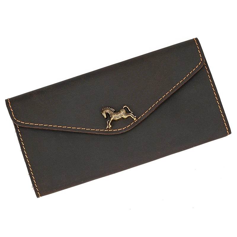 Genuine Leather Clutch Purse for Women & Men Retro Fashion Envelope Bag - VacationGrabs