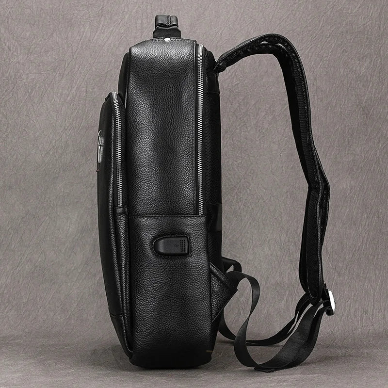 Genuine Leather School Bag Men 14" 15" Laptop Travel