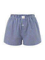 VacationGrabs Women Y2k Gingham Boxer Shorts Stripes Button Elastic Waist Boxers Cute Mini Bloomers Plaid Loose Fit Boy Shorts