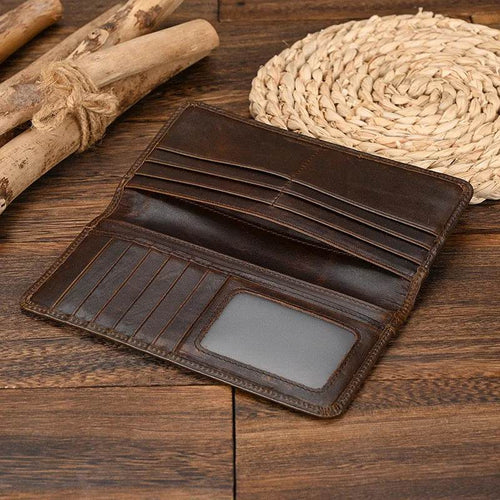 Casual Men’s Long Wallet with Mobile Phone Card Holder Natural Cow Skin - VacationGrabs