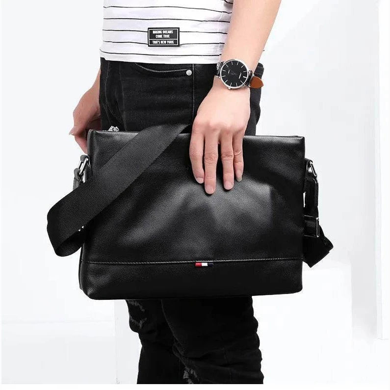 Thick Genuine Leather Shoulder Messenger Bag Anti-Theft - VacationGrabs