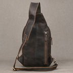 Retro Crazy Horse Leather Sling Bag for Men – Cowhide Chest Pack