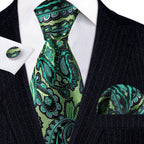 Green Silk Tie Set for Men: Multiple Shades Available - VacationGrabs