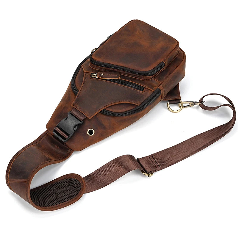 Leather Single Shoulder Sling Bag Chest Bags For Men