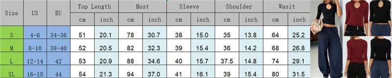 VacationGrabs Women Keyhole Cutout Neck 3/4 Sleeve Crop Top Slim Fitted Solid Crew Neck Button Detail T Shirt Y2K Casual Streetwear