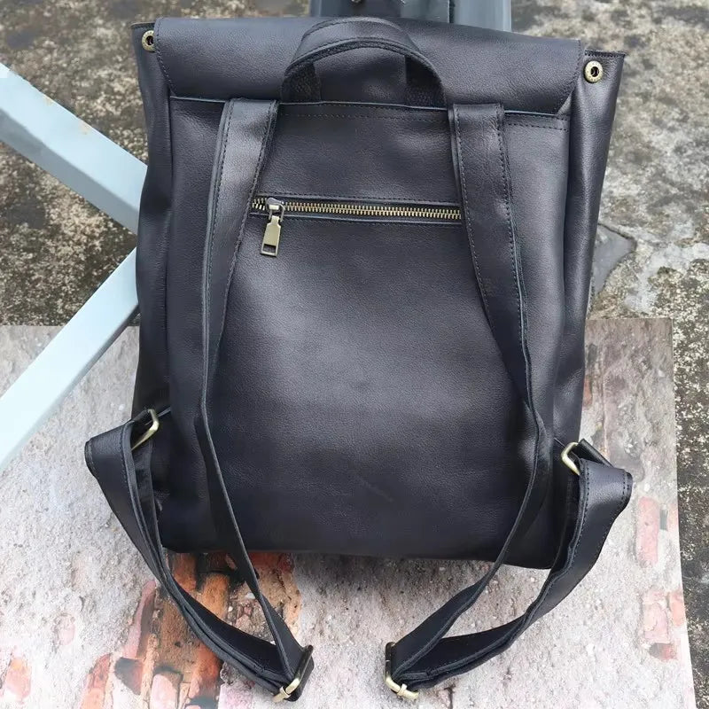 VacationGrabs Mochila de viaje de cuero genuino para hombre
