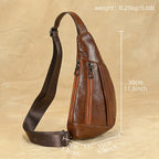 Men's Genuine Leather Chest Sling Bag – Coffee Brown