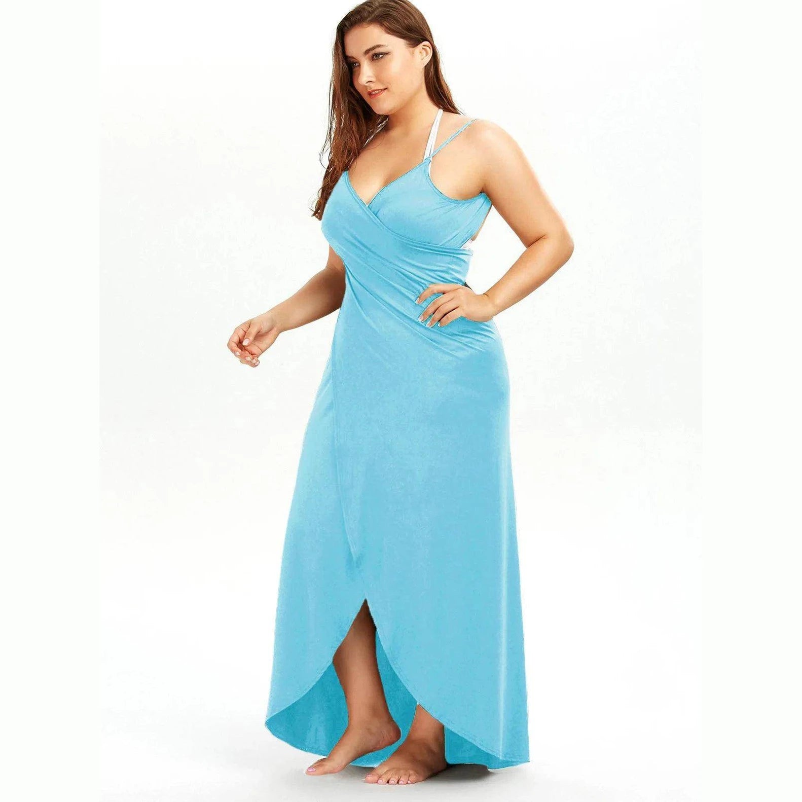 Plus Swimwear Cover-Up Summer Beach Pool Dress - VacationGrabs