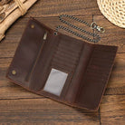 Men’s Leather Wallet with Iron Chain Clip Purse Long Fashion Wallet - VacationGrabs