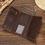 Men’s Leather Wallet with Iron Chain Clip Purse Long Fashion Wallet - VacationGrabs