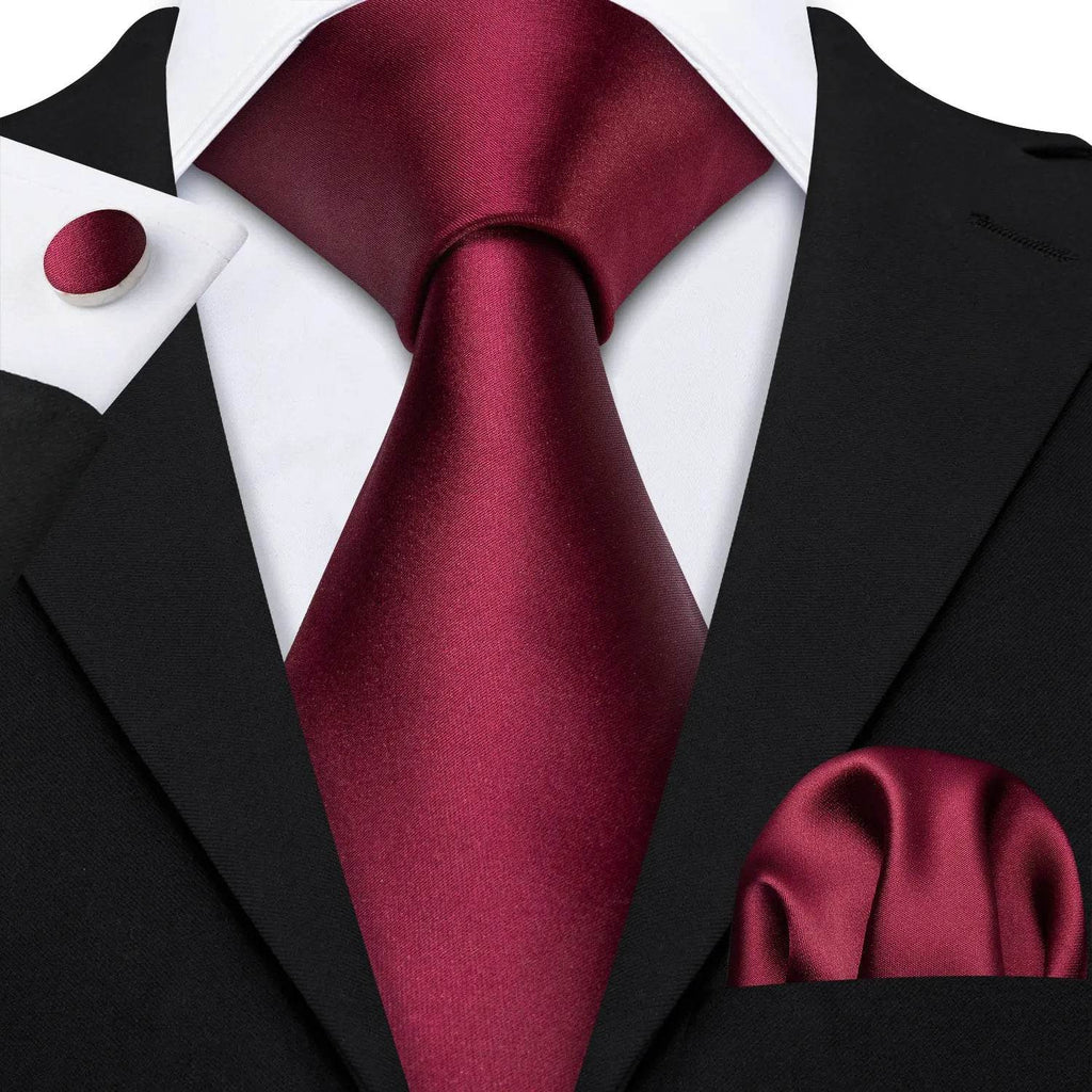 Red Silk Tie Set for Men: Burgundy, Maroon, & More - VacationGrabs