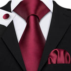 Red Silk Tie Set for Men: Burgundy, Maroon, & More - VacationGrabs