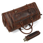 Large 58cm Genuine Leather Travel Bag Shoulder Bag with Shoe Compartment - VacationGrabs