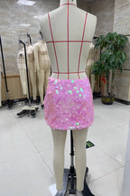 VacationGrabs Sexy Women Sequin Mini Bodycon Skirt Chic Ladies Low Waist Sparkly Short Skirt Trendy Summer Party Club Streetwear