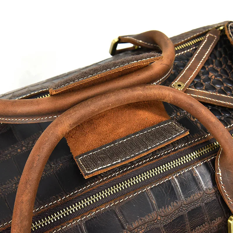 Rolling Genuine leather hand luggage travel bag with wheels