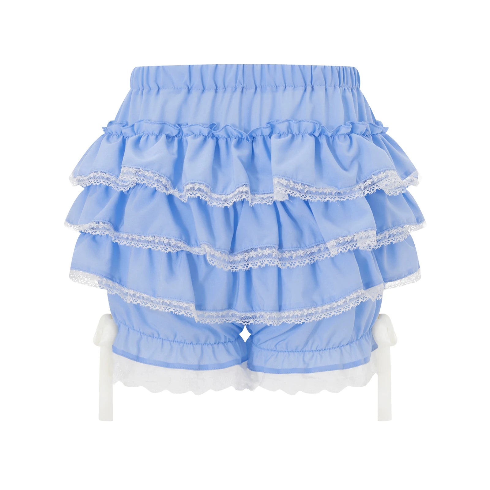 VacationGrabs Fairycore Heart Eyelet Lace Ruffle Shorts Women Multi Tier Frill Bow Decor Elastic Waist Harajuku Girls Daily Bloomers