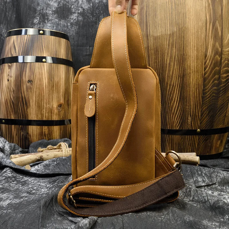 Men's Genuine Leather Sling Bag – Luxury Crossbody Chest Pack