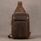 Crazy Horse Leather Men’s Chest Bag Top Layer Cowhide Sling - VacationGrabs