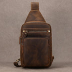 Men's Genuine Crazy Horse Leather Sling Bag – Chest Pack