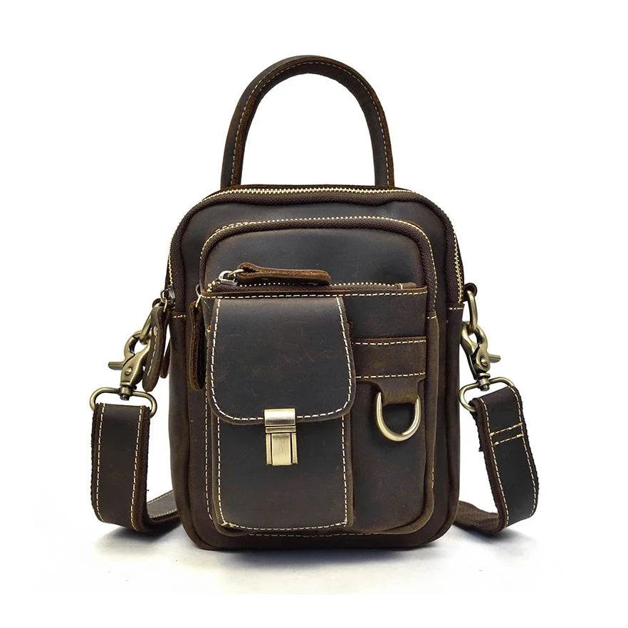 Genuine Leather Shoulder Waist Bag Men’s Small Crossbody Pouch - VacationGrabs