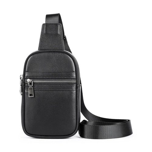 Cowhide Leather Chest Bag Multi-functional Men’s Shoulder Bag - VacationGrabs