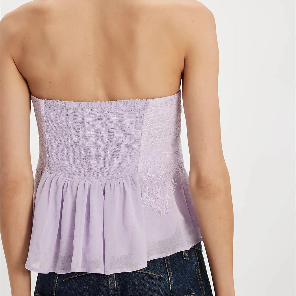 Women Y2k Mesh Tube Tops Floral Embroidery Sleeveless Semi Sheer Strapless Cropped Off Shoulder Cami Bandeau Tops