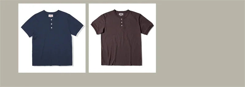Red Tornado Short Sleeve Henley T-Shirt Heavyweight Cotton Every Day Tee Amekaji