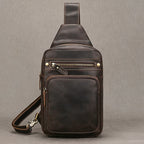 Retro Crazy Horse Leather Sling Bag for Men – Cowhide Chest Pack