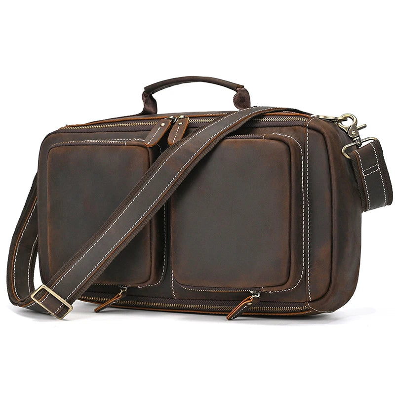 Men's Genuine Leather Chest Sling Bag with Handle