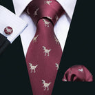 Red Plaid Silk Tie Set for Men - VacationGrabs