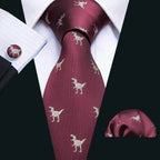 Red Plaid Silk Tie Set for Men - VacationGrabs