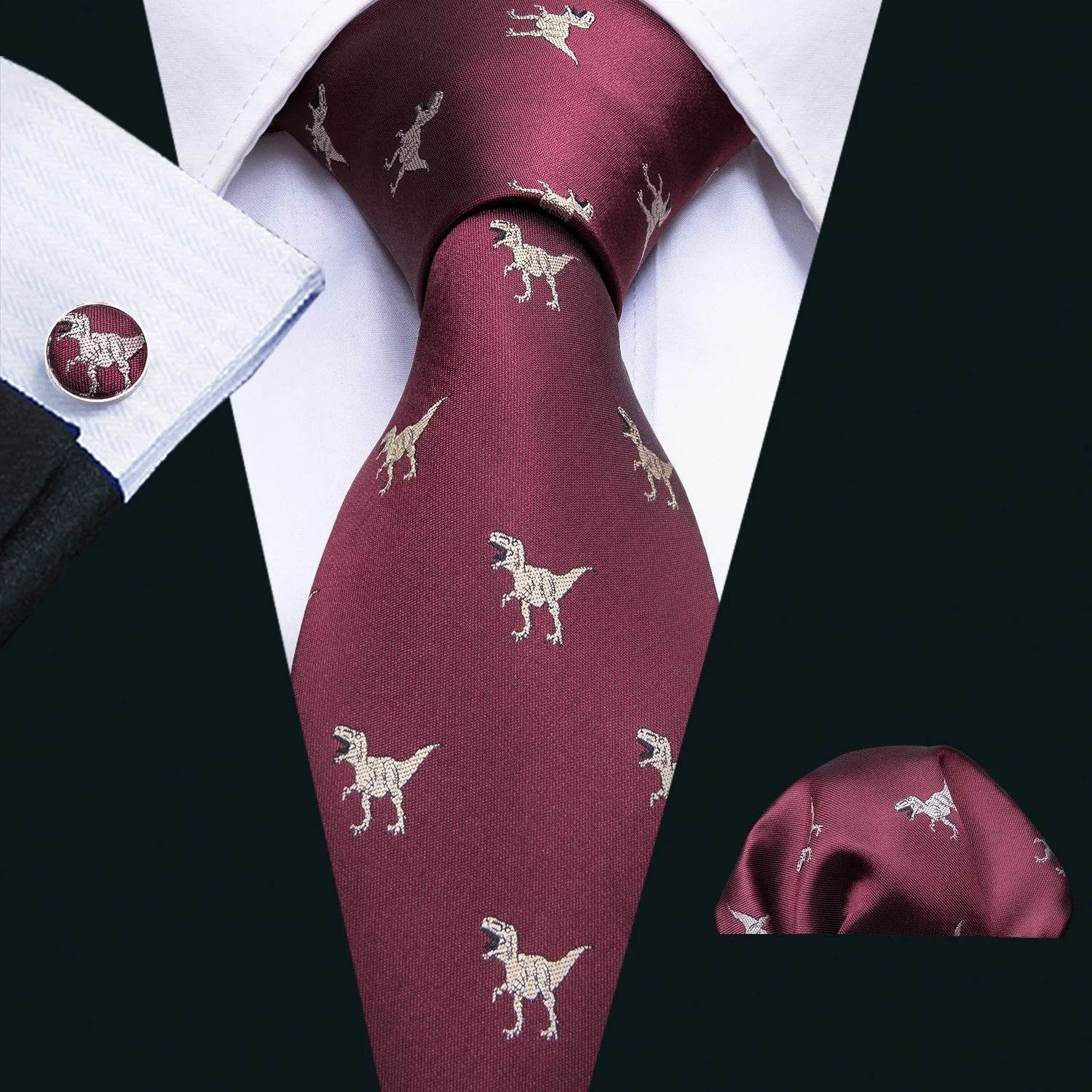 Red Plaid Silk Tie Set for Men - VacationGrabs