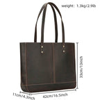 Genuine Leather Business Tote for Women with Makeup Bag Combo - VacationGrabs