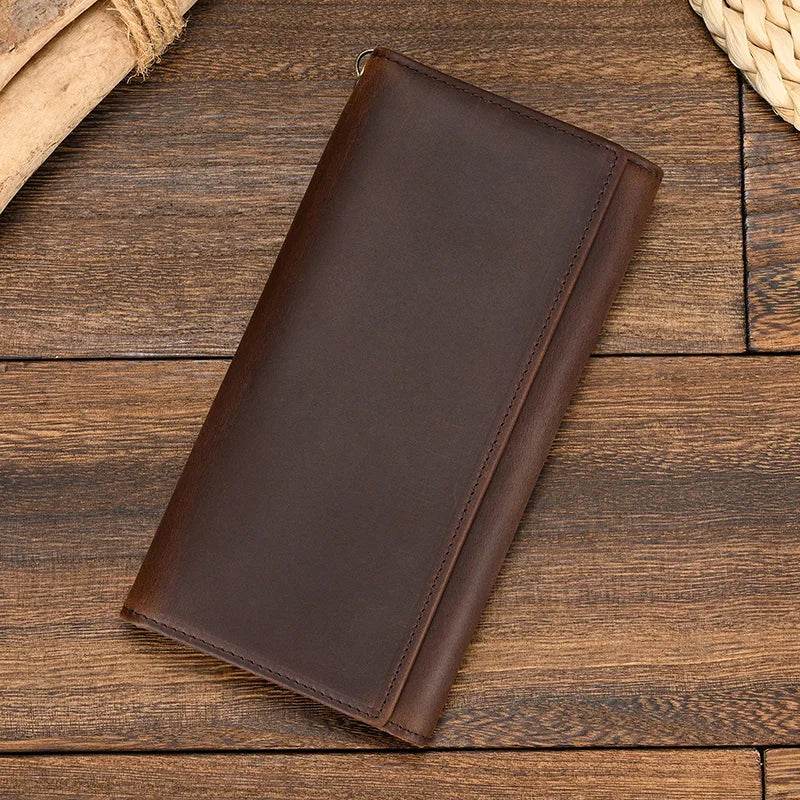 Men’s Leather Wallet with Iron Chain Clip Purse Long Fashion Wallet - VacationGrabs