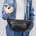 Men's Single Shoulder Crossbody Real Cowhide Waist Pack Chest Bag - VacationGrabs