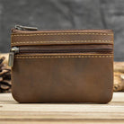 Mini Coin Purse Genuine Leather Real Cowhide Small Wallet with Key Ring - VacationGrabs