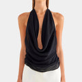 VacationGrabs Women Trendy Halter Tops Summer Ruched Cowl Neck Backless Sleeveless Shirts for Streetwear Aesthetic Grunge Clothes