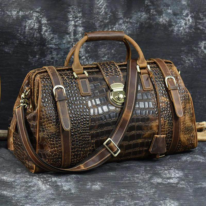 Leather Weekender Bag For Men Vintage Leather - VacationGrabs