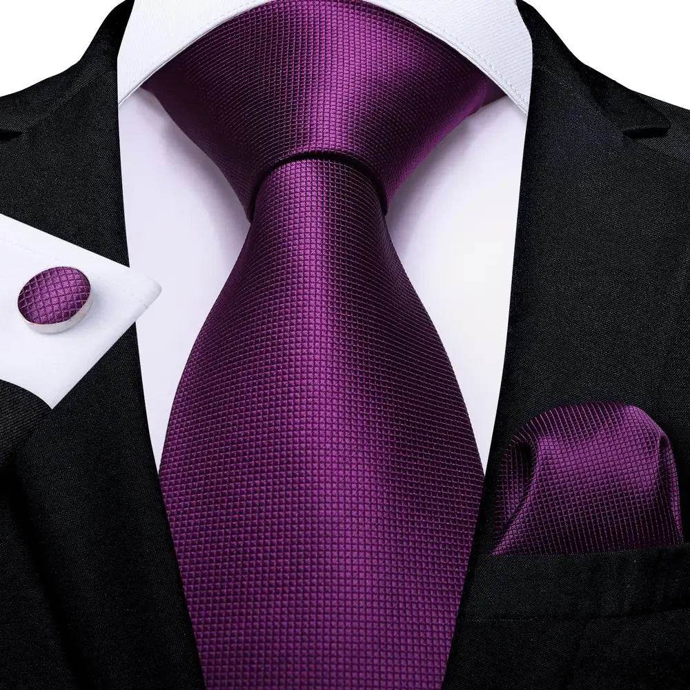 Purple Paisley Silk Tie Set for Men - VacationGrabs