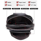 100% Genuine Leather Sling Bag Messenger Bag for Men Black - VacationGrabs