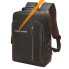 Crazy Horse Leather Laptop Backpack for Men Business School - VacationGrabs