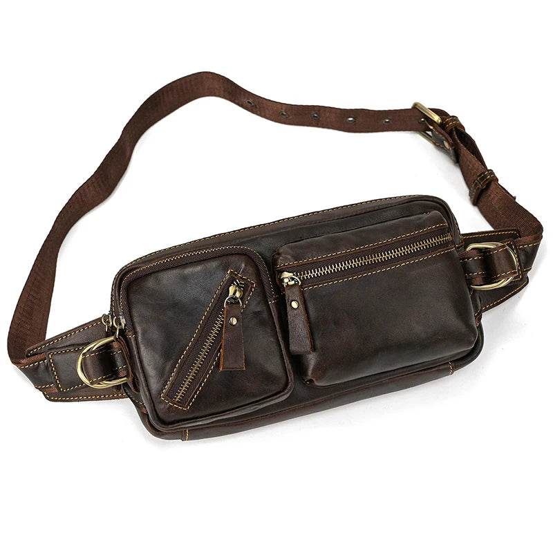 Leather Waist Bag for Men Travel Chest Pack Dual Use Fanny Bag - VacationGrabs
