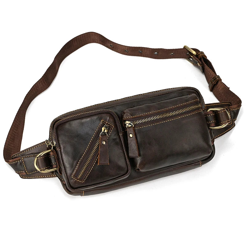 Genuine Leather Waist & Chest Sling Bag for Men