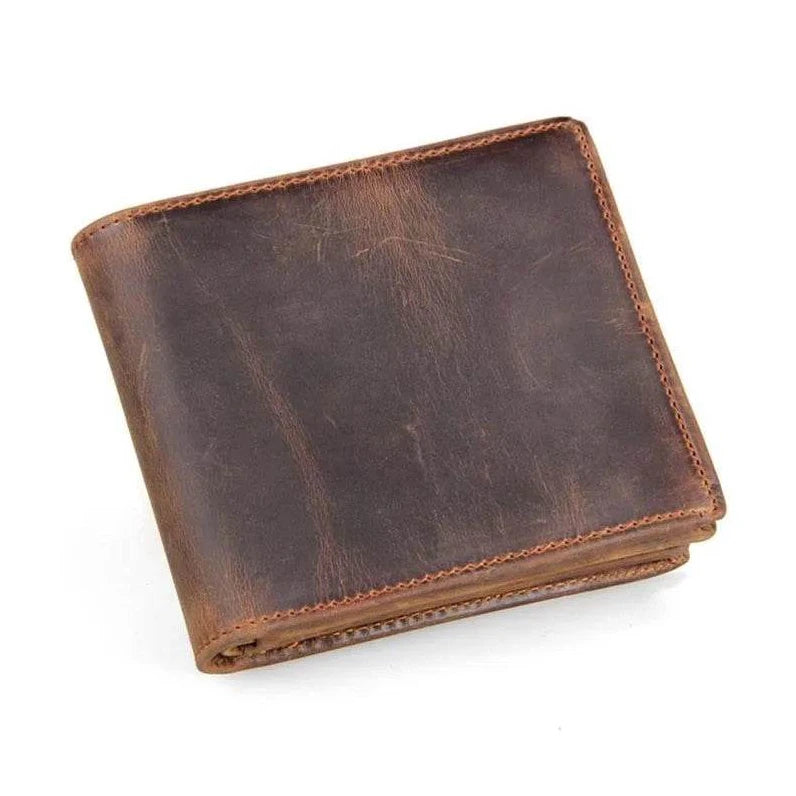 Retro Short Wallet for Men, Genuine Leather Coins & Cards Pocket - VacationGrabs