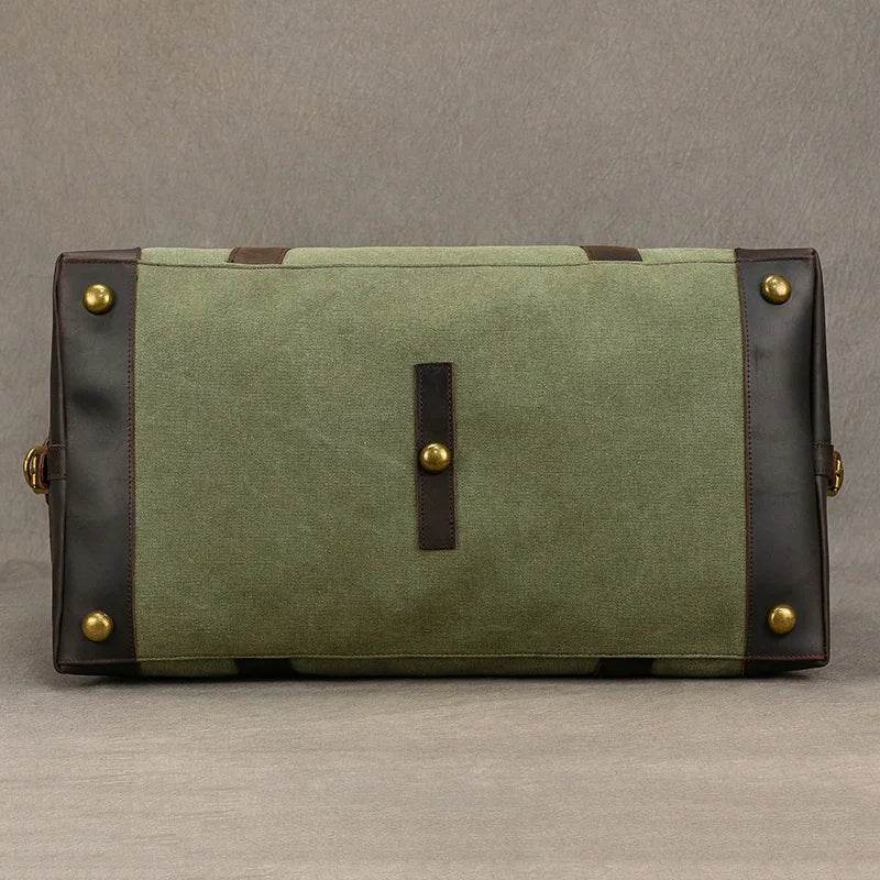 Canvas & Leather Travel Bag for Men Large Shoulder Weekender Bag - VacationGrabs
