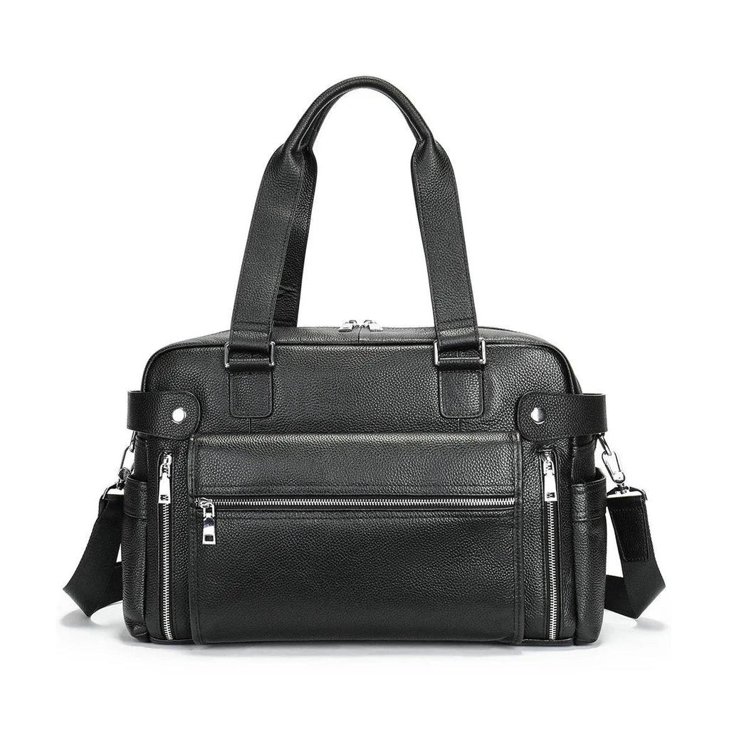 Men's Business Briefcase Leather Travel Tote Bag - VacationGrabs