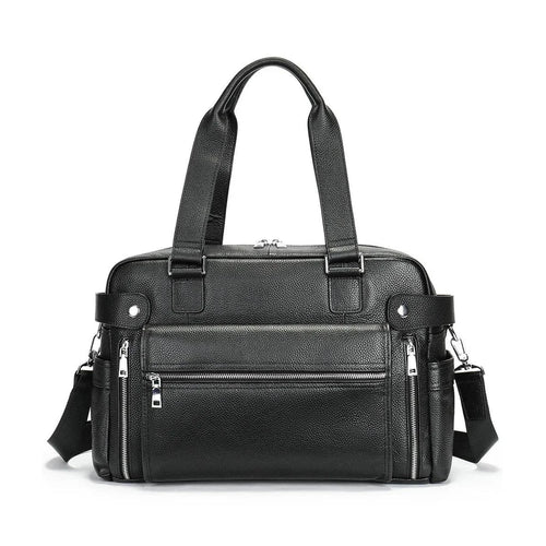 Men's Business Briefcase Leather Travel Tote Bag - VacationGrabs