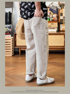 Red Tornado Old Money Aesthetic Linen Pants Men's Casual Pleated Trousers Loose Fit